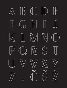 the alphabet is drawn in white on a black background