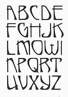 an old english alphabet with the letters and numbers in black ink on a white background