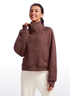 YOGA women's sweatshirts are refined with high-quality cotton blended fabrics and fleece lining, keeping you warm and comfortable in cold winter. With an oversized fit, a cozy funnel neck, and thumb holes, this sweatshirt maximizes pre- and post-practice comfort. Designed for daily outfit or lounging.  Feature & Fitting: 
 Designed for daily wear 
 Half-zip thick hoodies 
 Oversized fit, Waist length 
 Thumb holes, High collar 
 Kangaroo pocket, Zip garage 
 Fabric: 
 Premium thick cotton, f Thick Hoodies, Crz Yoga, High Neck Designs, Long Sleeve Outerwear, Zip Hoodies, Women's Sweatshirts, Half Zip Sweatshirt, Body Warmer, Jumper Shirt