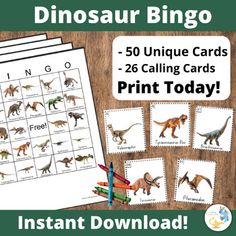 printable dinosaur card game for kids to play with their own name and number cards