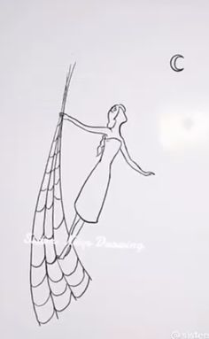 a drawing of a woman flying through the air