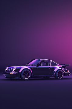 a purple and black car on a dark background