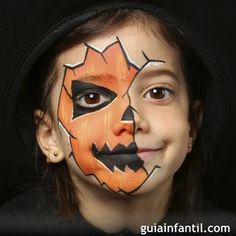 Ideas de maquillaje para Halloween Deer Face Paint, Halloween Face Paint Scary, Nem Halloween Makeup, Frozen Face Paint, Kids Halloween Face, Body Henna, Mermaid Face Paint, Pumpkin Face Paint, Halloween Makeup For Kids