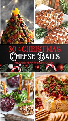 christmas cheese balls collage with text overlay