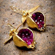 Cifeeo New Unique Design Style Gold Color Pomegranate Hook Dangle Earrings for Women Classic Fashion Engagement Party Jewelry Gift Pomegranate Earrings, Pomegranate Jewelry, Pomegranate Design, Fruit Earrings, Turkish Jewelry, Maximalism, Hook Earrings, Unique Earrings, Jewelry Party