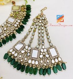 Green (Emerald) Sheesha Necklace Earrings Tikka and Jhoomer Set. Available to be shipped for FREE from Canada to USA, Europe, Italy, Norway and everywhere else. Explore more PUNJABI BRIDAL JEWELLERY SETS 👉 PUNJABI BRIDAL JEWELLERY ONLINE 🛒 INDIAN BRIDAL JEWELLERY 📦Unmatched FREE Worldwide Shipping Jasmine, Canada ⭐️⭐️⭐️⭐️⭐️ Yea and i loved the packing and the the (choora)bridal bangles, i wore it on my anniversary.. thanks a lot.. they Are amazing every person looked at them & were curiou Bridal Jewellery Online, Europe Italy, Indian Bridal Jewellery, Bridal Bangles, Jewellery Sets, Bridal Jewellery, Green Emerald, Bridal Jewelry Sets, Indian Bridal