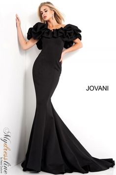 Scuba Gown, Trumpet Silhouette, Evening Wear Dresses, Off Shoulder Evening Dress, Jovani Dresses, Pure Elegance, Flattering Dress, Floor Length Gown, Mermaid Skirt