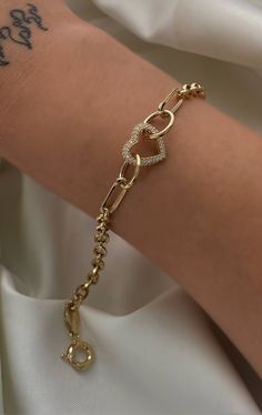 "ITEM DETAILS ❆All our jewelry are hand made with Love. ❆Material: 14K Gold ( 585). ❆Available colors: Gold, Rose Gold, White Gold. ❆Available Sizes: Look Size Option (Contact for different sizes) ❆Each item is made to order ❆ DO YOU LIKE THIS BRACELET? ❆ You can get more information about it below but if you have any questions, just click the \"Message Sergen Vural \" button and I will be very happy to hear from you ☺ PACKAGING ❆Comes ready to gift in a beautiful jewelry box. ❆It comes with a s Heart-shaped Chain Jewelry For Weddings, Valentine's Day Chain Bracelet Jewelry, Double Heart Chain Jewelry Gift, Heart-shaped Adjustable Chain Bracelet, Metal Double Heart Bracelet As Gift, Metal Double Heart Bracelet For Gift, Double Heart Metal Bracelet As Gift, Adjustable Heart-shaped Chain Bracelets, Adjustable Chain Heart Bracelet