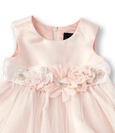 Chantilly Place Baby Girls 12-24 Months Floral-Belt Satin/Mesh Fit-And-Flare Dress | Dillard's Elegant Sleeveless Dress For Summer Pageants, Elegant Sleeveless Dress For Summer Pageant, Elegant Sleeveless Tulle Dress For Dress-up, Elegant Sleeveless Dress For Pageant, Floral Belt, Dresses Tulle, Flower Girl Dresses Tulle, Autumn Fashion Casual, Dillard's