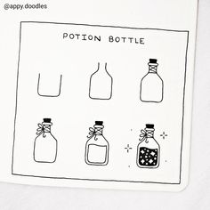 Step by step Halloween potion bottle drawing for beginners Step By Step Doodles, Doodle Step By Step, Easy Halloween Drawings, How To Doodle, Doodle Art For Beginners, Halloween Doodles, Planner Doodles, 30 Day Drawing Challenge, Bujo Doodles