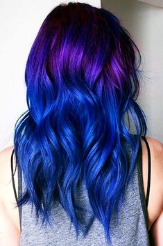 Blue Purple Hair Color, Blue And Purple Hair, Light Golden Brown Hair, Undercut Haircut, Purple Hair Color, Golden Brown Hair Color, Blue Ombre Hair