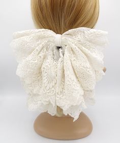 large gothic lace hair bow  gothic style lace pattern with tulle net showing together  petal shape edge around the bow  recommend for wedding ceremonies ,special costume plays, and events not for normal wearing  there are 2 styles                 bigger one :  width of hair bow on a flat surface: 13.77"=35 cm                    smaller one : width of hair bow on a flat surface : 12.59"= 32 cm  french barrette: 3.93 inches= 10 cm  the pattern is slightly different each other  Shipping Info the wh Bow Wedding Hair, Bridal Hair Bow, Wedding Hair Bow, Hair Bow Wedding, Lace Hair Bow, Bridal Bow, Gothic Lace, Bow Wedding, Top Knot Headbands