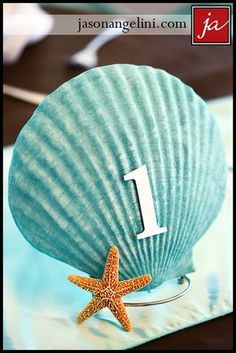 an image of a sea shell with a starfish on it and the number 1