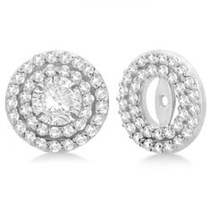 Round Halo Diamond Earring Jackets 6mm Studs 14k White Gold (0.60 ct) Expensive Earrings, Diamond Earring Jackets, Earring Jacket, Halo Diamond Earrings, White Gold Earring, Oval Stud Earrings, Round Halo, Earring Jackets, Halo Earrings