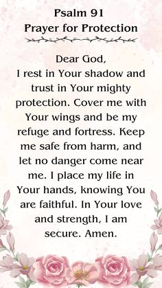 Psalm 91 Prayer for Protection  #prayer #psalm #jesus Power Of Psalms Book, Psalm 90:12 Wallpaper, Prayers For Health And Healing Family, Psalms For Comfort, Psalm91 Prayer, Protection Prayer For Family, Inspirational Prayers For Women, Psalm 91:4, Prayers Aesthetic