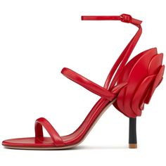 Chic Open Toe Floral Decor Strappy High Heel Sandals in Red Strappy High Heels Sandals, Open Toe High Heels, Red Heels, Women Sandals, Heel Sandals, High Heel Sandals, Floral Decor, High Heel, Ankle Strap