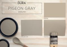 some paint colors are being used to create a gray color scheme for the walls and ceiling