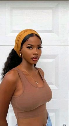 Pretty black girl
Brown skin girl
Simple makeup ideas
Skin goal Braid With Head Scarf, Afro And Headwrap, Headwrap Styles With Passion Twist, Different Headwrap Styles, Hairstyle With Headscarf, Scarf Head Outfit, Black Woman Head Scarf, Head Wrap Styles Curly Hair, Hair Wrap Ideas Black Women