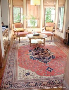 a living room filled with furniture and a rug