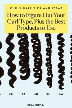 We asked hairstylists to explain the different types of curls and curl pattern types, and included a handy curl type chart so you can identify what curl type you have. Type Of Curly Hair Chart, Hair Type Chart Texture Curl Pattern, Hair Curl Chart, Curl Hair Type Chart, Natural Hair Types Curl Pattern, Curly Hair Number Chart, Curly Hair Texture Chart, What Is My Curl Type, Curly Hair Chart Curl Pattern