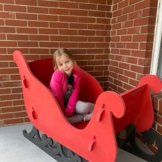 All-weather Large Elegant Red Sleigh | Etsy Christmas Sled Decoration, Wooden Sleigh, Red Gold Christmas, Christmas Sled, Christmas Cutouts, Christmas Props, Ply Wood, Christmas Yard Decorations, Christmas Parade