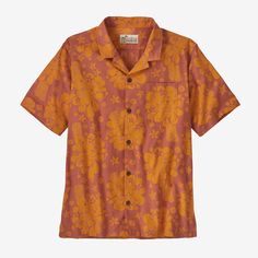 Over 70 years ago, a unique shirt made from hand-printed kabe crepe was created in a tiny tailor shop in Honolulu. It captured the spirit of the Hawaiian Islands, and would later become famous as the aloha shirt. As its popularity grew, it came to be accepted in the Islands as formal wear appropriate for all but the most rigid of occasions. With this season’s original prints inspired by ka loa‘a pono—the Hawaiian principle of harvesting with respect for the land and the sea—our Pataloha® Shirt i Hawaiian Camp Shirt With Vintage Print, Hawaiian Camp Shirt With Graphic Print, Hawaiian Camp Shirt With Graphic Print And Camp Collar, Brown Printed Camp Collar Shirt, Brown Printed Camp Shirt With Camp Collar, Patagonia Summer Tops With Short Sleeves, Patagonia Short Sleeve Tops For Summer, Summer Patagonia Relaxed Fit Tops, Patagonia Relaxed Fit Tops For Summer