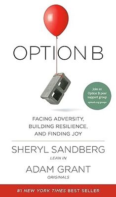 the book cover for options b by sheryl sandbergg, featuring an image of a red balloon