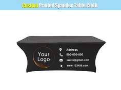 an image of a black table cloth with your logo printed on the front and back