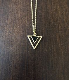 Black Geometric Necklace For Gift, Geometric Black Necklace For Gift, Pendants Diamond, Double Triangle, Small Pendants, Triangle Necklace, Triangle Pendant, Jewelry Black, Black Pendant