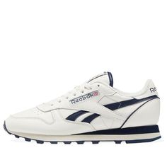 Reebok Classic Leather 1983 Vintage Shoes 'Chalk Vector Navy' GX6123 (SNKR/Low Top/Non-Slip/Wear-resistant) Sneaker Ads, Reebok Classic Leather, Adidas Classic, Reebok Classic, Classic Leather, Vintage Shoes, Low Top, Chalk, Adidas