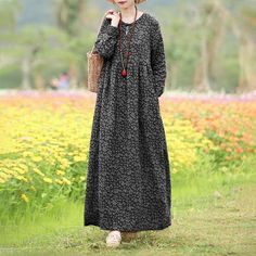 Color: Black, Size: XXXL Women's Sundress, Spring Sundress, Maxi Vestidos, Sundress Casual, Cotton Kaftan, Printed Robe, Womens Floral Dress, Full Length Dress, Maxi Robes