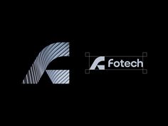 the logo for fotech is shown in black and white with an abstract design