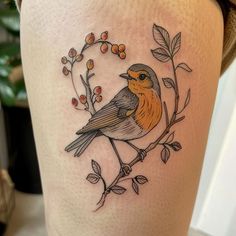 Robin Tattoo Design Set Robin Tattoo Design, Wren Tattoo, Robin Bird Tattoos, Robin Tattoo, Robin Design, Birthday Tattoo, Wildflower Tattoo, Tasteful Tattoos, Mehndi Patterns