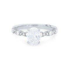 This stunning Tacori Petite Crescent engagement setting features 0.35 carats of round brilliant cut diamonds, tapering on the band with scalloped details. Oval White Diamond Bridal Sets, Gia Certified Oval White Gold Diamond Ring, Tacori Engagement Rings Oval, Tacori Dantela Engagement Rings, Tacori Wedding Rings Sets, Diamonds Direct, Engagement Sets, Crescent, Round Brilliant Cut Diamond