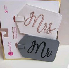 Brand New!! This Cute Mr. & Mrs. Luggage Tag Is Perfect Gift Idea For Wedding Bridal Shower And Honeymoon Our Luggage Tags Suit Every Couple. This A Fun Honeymoon Accessory For The Bride And Groom. Luggage Tag: 4.5" X 2.7", Perfect Size To Insert Any Standard Size Business Card. Honeymoon Luggage Tags Designed With Sturdy Buckle Strap That Safely Secures Tag To Luggage. Set Of 2 Smoke Free And Pet Free Home Fast Shipper Top Seller Honeymoon Luggage, Gift Idea For Wedding, Luggage Tag Designs, Idea For Wedding, Mr And Mrs, Top Seller, Luggage Tag, Luggage Tags, Bride And Groom