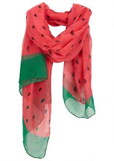 Watermelon Oblong Scarf Watermelon Outfit, Red Shawl, Watermelon Party, Red Scarves, Long Scarf