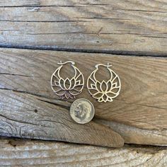 Lotus flower earrings...1 1/8" tall by 1" wide at the widest spot, cast in sterling silver 925...hoops with a snap down post Moon Studs, Cross Ring, Sterling Silver Cross, Ring Photos, Green Amethyst, Silver Cross, Handmade Sterling Silver, Lotus Flower, Flower Earrings