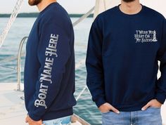 Introducing our 'I Wear My Heart On My Sleeve' Custom Boat Name Sweatshirt for Men. This is a perfect gift for a Boat Owner or Captain. Tags: Boating Gift for Husband, Boating Gift for Grandpa, Boating gift for Dad, Custom Boat Name Gifts, Boater Gift, Boat Name accessories, Sweatshirt for Boater, Custom Captain Gift. How to Order: Please choose either Sand or Navy for the color, and choose the size. Then provide the boat name in the custom text box Please message me for any special requests. Id Gifts For Boaters, Captain Gifts, Boat Name, Name Sweatshirt, Boating Gifts, Boat Names, Sweatshirt For Men, Name Gifts, Grandpa Gifts