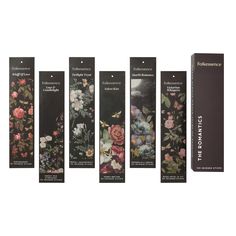 four different packagings with flowers on them