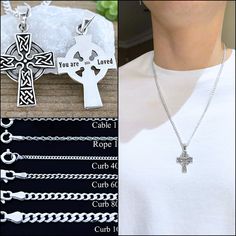 "A modern look with a sophisticated feel and special meaning, this cross pendant is also a meaningful expression of faith. Crafted of Sterling Silver precious metal, this cross features fancy edges and a polished shine. Cast using 100% sterling silver, no pewter, nickel or lead was used to create this piece, buy with peace of mind. DON'T LOSE IT, save it to revisit it later by Pint it or E-mail it . Big collection men's Necklaces http://etsy.me/1DwrNLc . Great collection of Crosses this link htt Fancy Edges, Celtic Cross Necklace, Men's Necklaces, Engraved Cross, Mens Cross Necklace, Sterling Silver Cross Necklace, Mens Crosses, Necklace Elegant, Celtic Cross