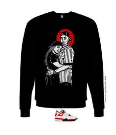 ...~---~-A Brand new cotton heavy weight  sweatshirt featuring a screen printed image using White and Red plastisol ink. Great shirt to complete your outfit for the air jordan 4 red cement retro  sneakers. Whether you're looking for a sweatshirt to match your  bred jordan 1 sneakers or simply a piece to compliment your outfit, this sweatshirt will become your favorite sweatshirt. Consisting of  White and Red screen printed image this is a  must have and a A great matching sweater to go nicely wi Air Jordan 1 Blanche, Red Screen, Jordan 1 Sneakers, Jordan 4 Red, Royal Yellow, Belly Shirts, Love Sweatshirt, Matching Sweaters, Lucky Green