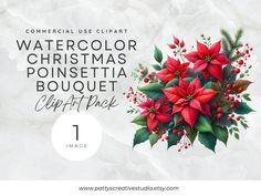 a christmas bouquet with poinsettia and red berries