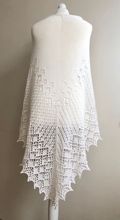 White Hand-knitted Winter Shawl, White Hand Knitted Winter Shawl, Elegant White Crochet Lace Shawl, White Crochet One-size Shawl, White Hand Knitted Shawl For Winter, Elegant White Shawl With Crochet Lace, Winter White Crochet Shawl, White Crochet Shawl For Winter, White Crochet Lace Shawl One Size