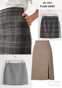 the skirt is made from plaid fabric and has a high waist, as well as a short