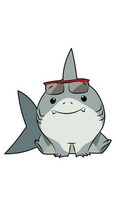 a cartoon shark with sunglasses on it's face