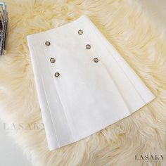 Lasaky - High-Waisted Pleated Skirt with Secure Clasps - Minimize Risk of Slippage, Knee-Length Half Skirt Package Non-stretch White Mini Skirt, White Non-stretch Mini Skirt, Chic White Non-stretch Skirt, Non-stretch Solid White Skirt, White Non-stretch High Waist Mini Skirt, Chic White Non-stretch Mini Skirt, White High Waist Mini Skirt, Elegant White Skirt Solid Color, White Knee-length Bottoms For Office