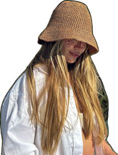 Casual Woven Straw Hat For Beach Season, Trendy Natural Wide Brim Sun Hat, Trendy Beige Straw Hat For Warm Weather, Casual Brown Woven Sun Hat, Casual Woven Brown Sun Hat, Casual Straw Bucket Hat For Warm Weather, Casual Woven Flat Brim Bucket Hat, Casual Woven Bucket Hat With Flat Brim, Casual Crochet Beach Hat