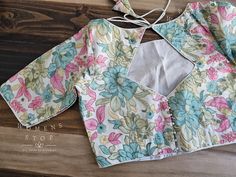 Blouse stitched - Yes Blouse Opening - Back Padded - No Blouse size - 36 with inner margins expandable upto 42 For Blouse Size 34 alteration can be done on request Floral Blouse Designs, Floral Blouse, Floral, Design