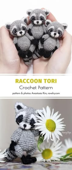 crochet pattern raccoon tortoise and daisy