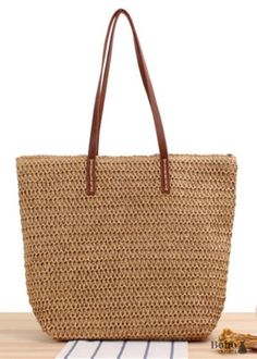 Large bohemian style straw tote bag Straw bag with long leather-look handles. This huge bohemian tote bag will undoubtedly come in handy whether shopping or on vacation at the beach. This bag will go great with your bohemian outfits. There are two colors to choose from: beige and brown. So, will you ditch your plastic bags in favor of this lovely straw bag? BAG DETAILS Bag type: Carrier bag Size: W 28 x H 31 x D 15 cm Material: straw Two handles Lining Small inside pocket Zipper closure >> View Pompon Diy, Shopping Tote Bags, Straw Tote Bag, Boho Accessories, Straw Bags, Quality Handbags, Top Handle Handbags, Straw Tote, Carrier Bag